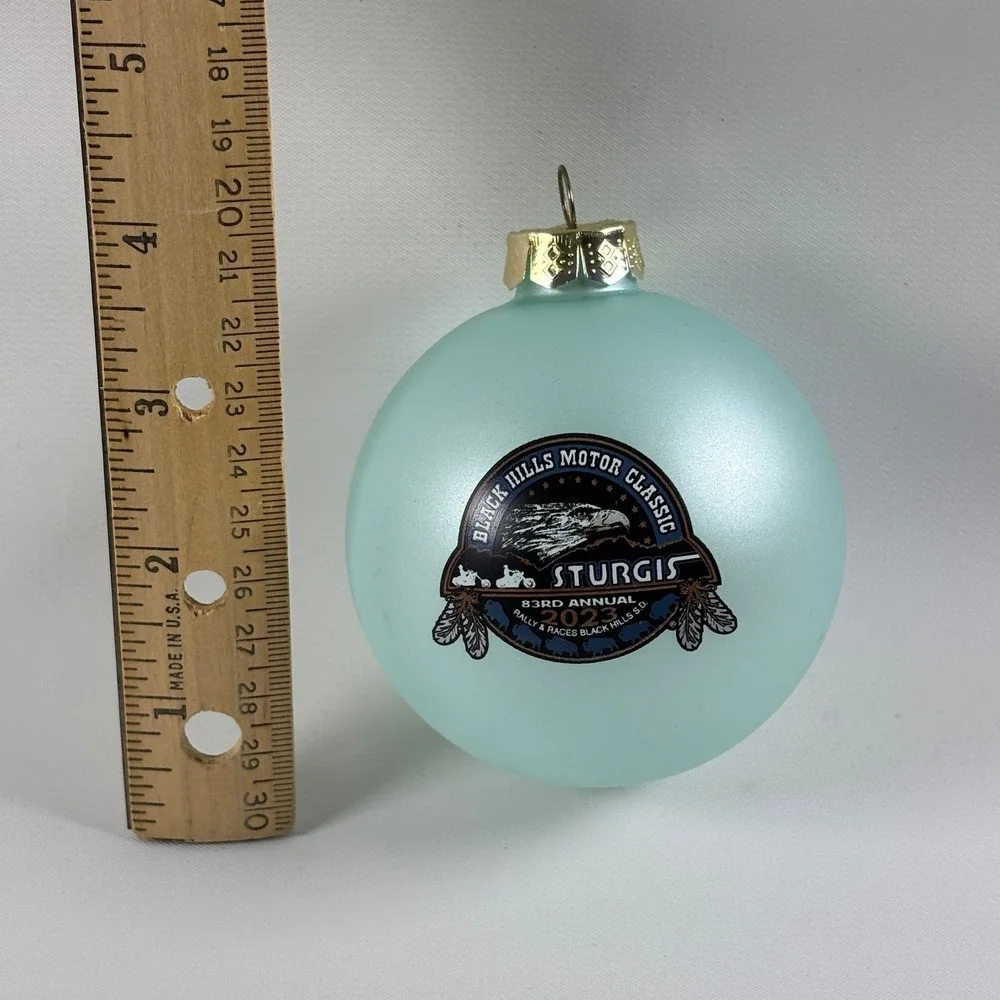 Sturgis 2023 Black Hills Motor Classic Glass Ornament Light Blue 83rd Annual